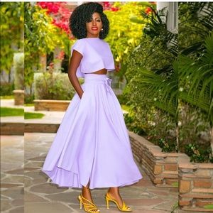 Purple crop top/skirt set size medium